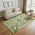 5' X 8' Green And Ivory Damask Washable Area Rug With UV Protection