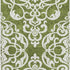 5' X 8' Green And Ivory Damask Washable Area Rug With UV Protection