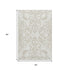 5' X 8' Ivory And Beige Damask Washable Area Rug With UV Protection