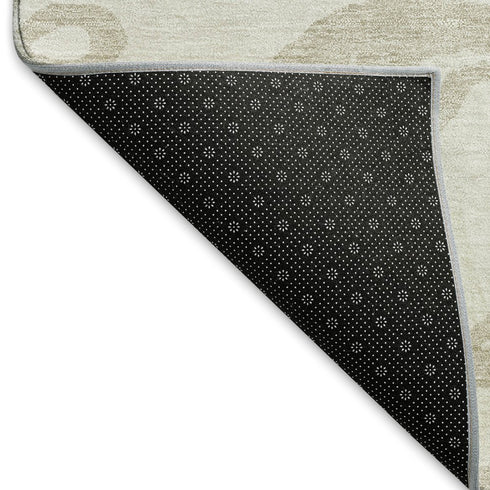 5' X 8' Ivory And Beige Damask Washable Area Rug With UV Protection