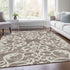 8' X 10' Taupe And Ivory Damask Washable Area Rug With UV Protection