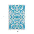 9' X 12' Turquoise And Ivory Damask Washable Area Rug With UV Protection