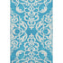 9' X 12' Turquoise And Ivory Damask Washable Area Rug With UV Protection