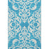 9' X 12' Turquoise And Ivory Damask Washable Area Rug With UV Protection
