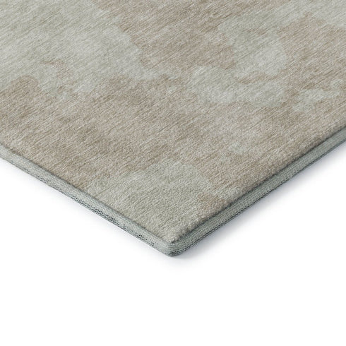 8' X 10' Beige And Ivory Abstract Washable Area Rug With UV Protection