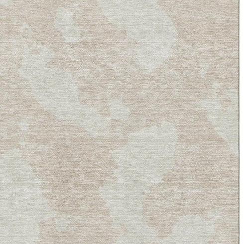 8' X 10' Beige And Ivory Abstract Washable Area Rug With UV Protection