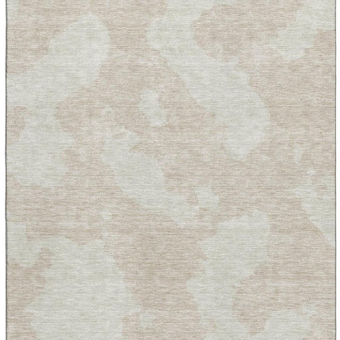 8' X 10' Beige And Ivory Abstract Washable Area Rug With UV Protection