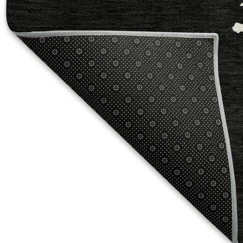 9' X 12' Black And Ivory Abstract Washable Area Rug With UV Protection