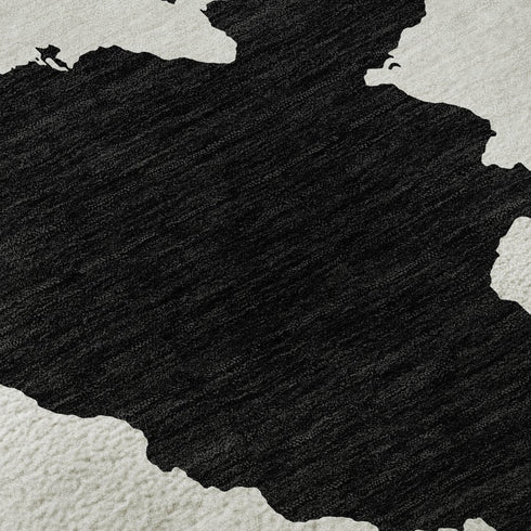 9' X 12' Black And Ivory Abstract Washable Area Rug With UV Protection