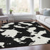 9' X 12' Black And Ivory Abstract Washable Area Rug With UV Protection