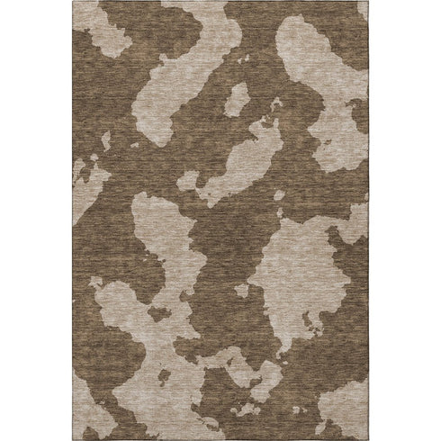 5' X 8' Brown And Beige Abstract Washable Area Rug With UV Protection