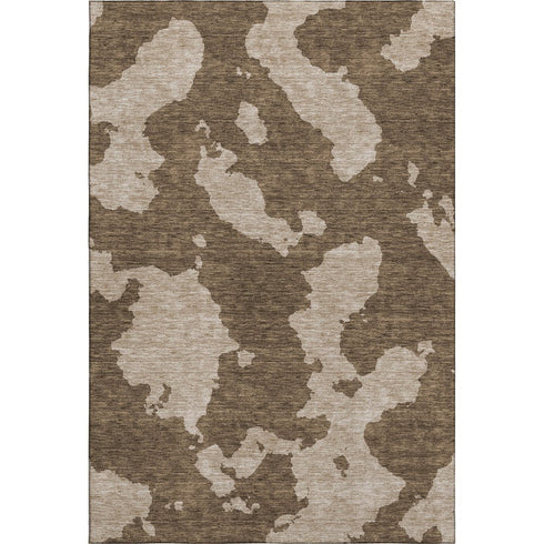 8' X 10' Brown And Beige Abstract Washable Area Rug With UV Protection