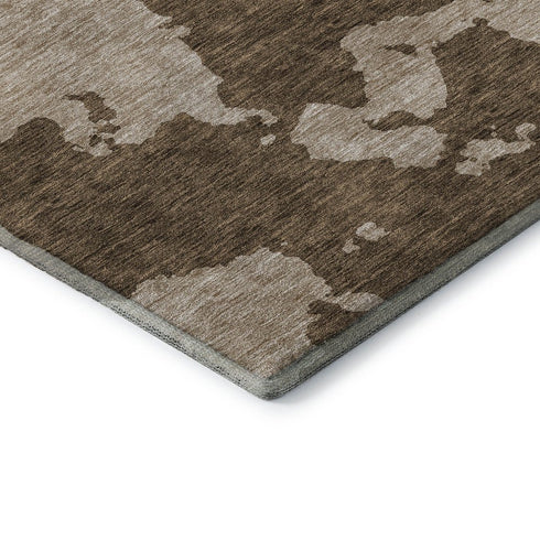 8' X 10' Brown And Beige Abstract Washable Area Rug With UV Protection