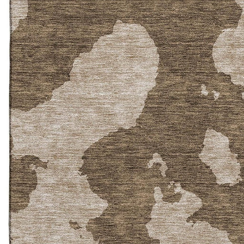 8' X 10' Brown And Beige Abstract Washable Area Rug With UV Protection