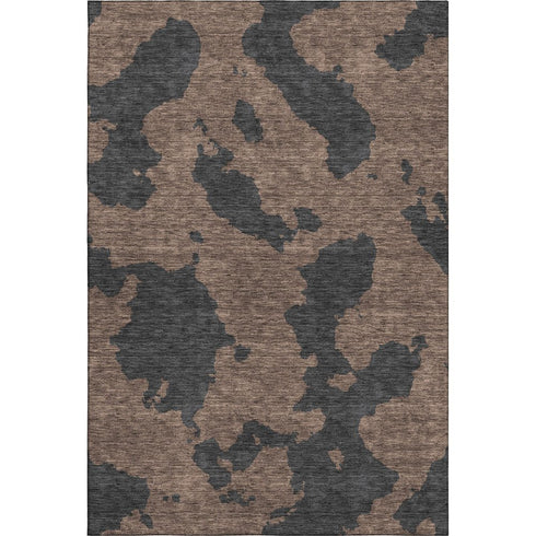 8' X 10' Chocolate And Brown Abstract Washable Area Rug With UV Protection