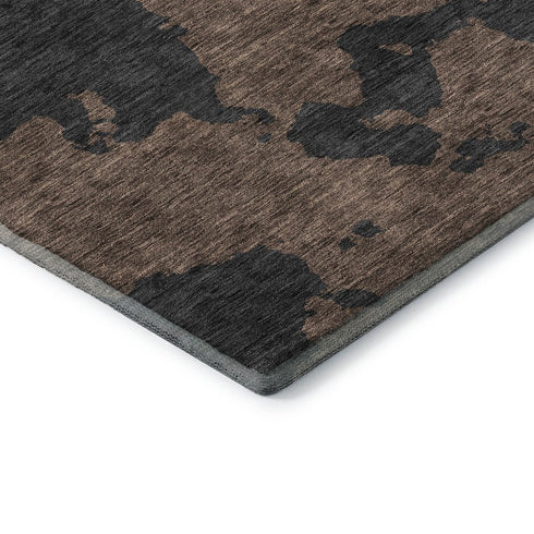 8' X 10' Chocolate And Brown Abstract Washable Area Rug With UV Protection