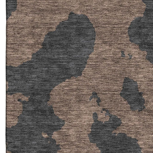 8' X 10' Chocolate And Brown Abstract Washable Area Rug With UV Protection