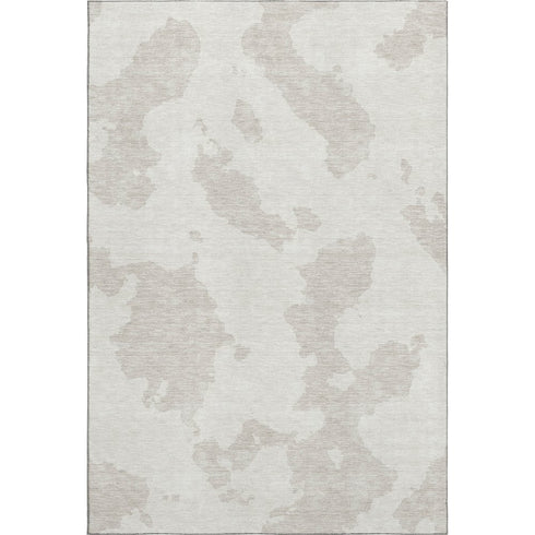5' X 8' Ivory And Beige Abstract Washable Area Rug With UV Protection