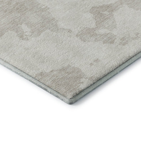 5' X 8' Ivory And Beige Abstract Washable Area Rug With UV Protection