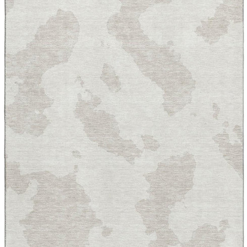5' X 8' Ivory And Beige Abstract Washable Area Rug With UV Protection