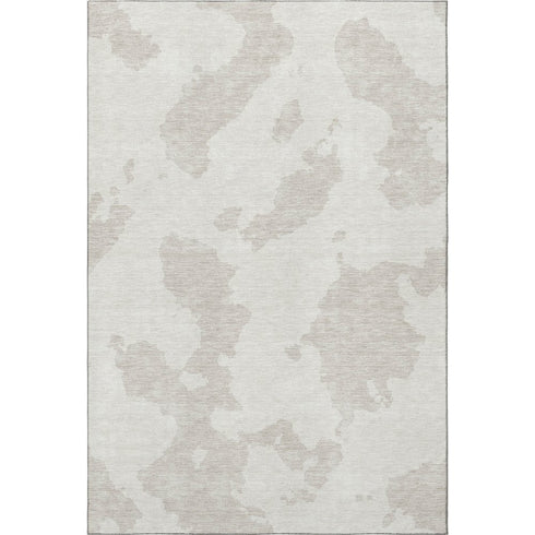 5' X 8' Ivory And Beige Abstract Washable Area Rug With UV Protection