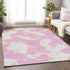8' X 10' Pink And Ivory Abstract Washable Area Rug With UV Protection