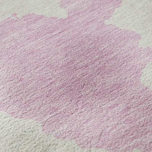 8' X 10' Pink And Ivory Abstract Washable Area Rug With UV Protection