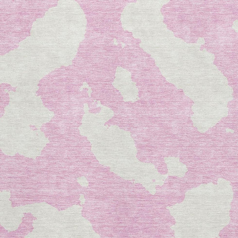 8' X 10' Pink And Ivory Abstract Washable Area Rug With UV Protection