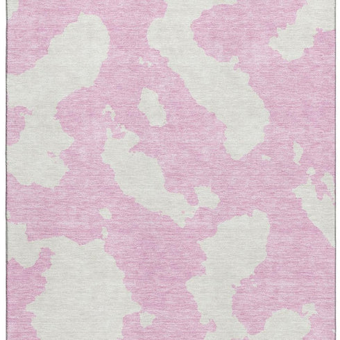 8' X 10' Pink And Ivory Abstract Washable Area Rug With UV Protection