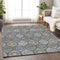 8' X 10' Gray Navy Blue And Beige Ogee Washable Area Rug With UV Protection