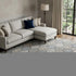 9' X 12' Gray Navy Blue And Beige Ogee Washable Area Rug With UV Protection