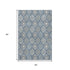 5' X 8' Navy Blue Ivory And Taupe Ogee Washable Area Rug With UV Protection