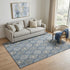 5' X 8' Navy Blue Ivory And Taupe Ogee Washable Area Rug With UV Protection