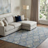 8' X 10' Navy Blue Ivory And Taupe Ogee Washable Area Rug With UV Protection