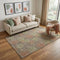 5' X 8' Brown Artichoke Green And Taupe Abstract Washable Area Rug With UV Protection