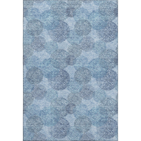 8' X 10' Denim Blue And Sky Blue Abstract Washable Area Rug With UV Protection