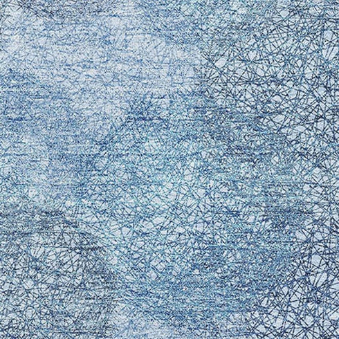 8' X 10' Denim Blue And Sky Blue Abstract Washable Area Rug With UV Protection