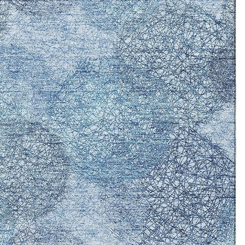 8' X 10' Denim Blue And Sky Blue Abstract Washable Area Rug With UV Protection