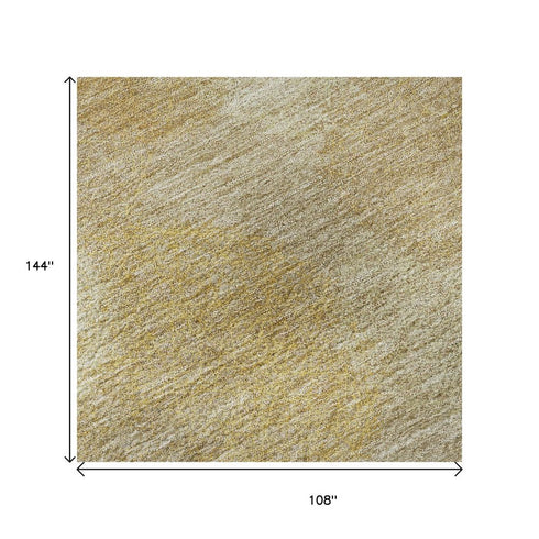 9' X 12' Gold And Beige Abstract Washable Area Rug With UV Protection