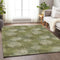 8' X 10' Green And Ivory Abstract Washable Area Rug With UV Protection