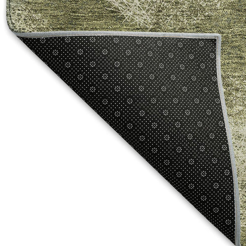 8' X 10' Green And Ivory Abstract Washable Area Rug With UV Protection