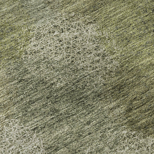 8' X 10' Green And Ivory Abstract Washable Area Rug With UV Protection