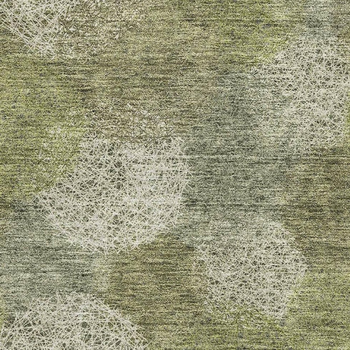 8' X 10' Green And Ivory Abstract Washable Area Rug With UV Protection