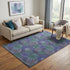 5' X 8' Purple And Green Abstract Washable Area Rug With UV Protection