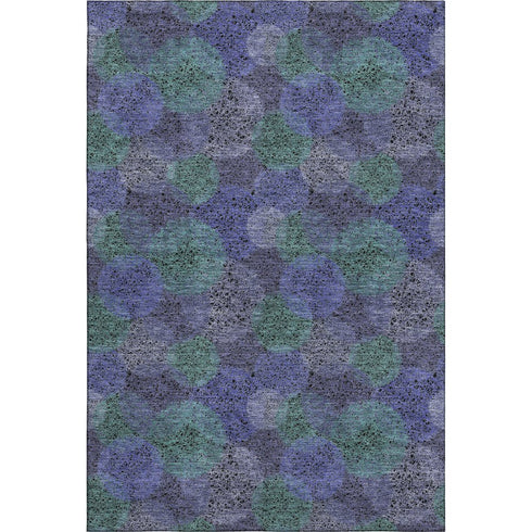 5' X 8' Purple And Green Abstract Washable Area Rug With UV Protection