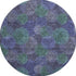 8' Purple And Green Abstract Washable Round Rug With UV Protection