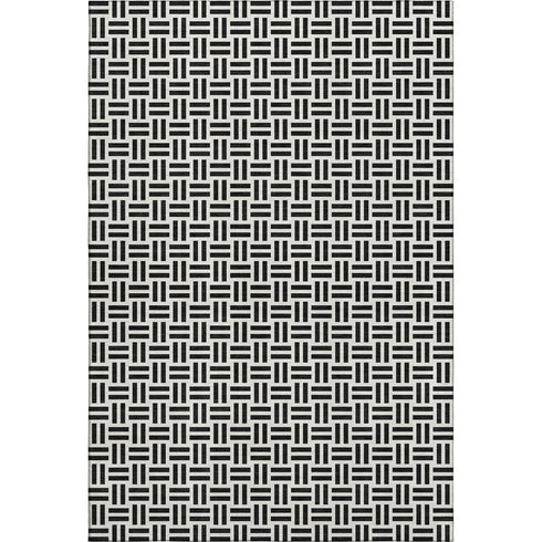 5' X 8' Black And Ivory Geometric Washable Area Rug With UV Protection