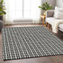 9' X 12' Black And Ivory Geometric Washable Area Rug With UV Protection