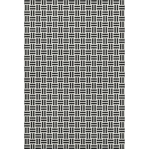 9' X 12' Black And Ivory Geometric Washable Area Rug With UV Protection