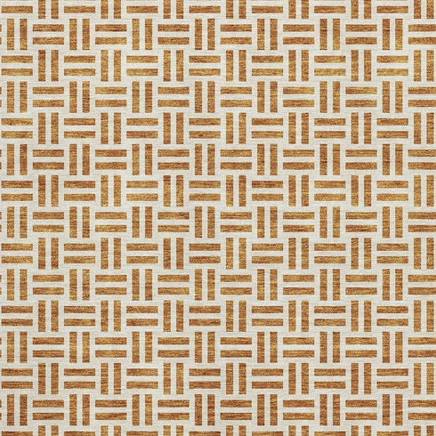 8' X 10' Copper And Ivory Geometric Washable Area Rug With UV Protection